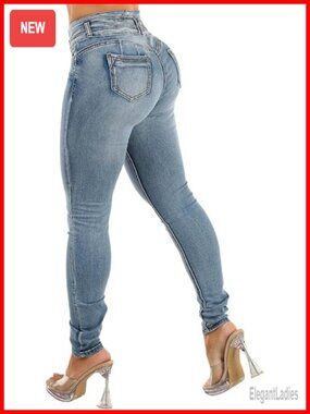 High Rise Butt Lifting Stretch Skinny Jeans Sculpting Denim